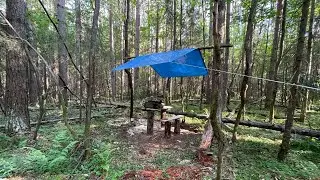 Tent camp. I'm setting up a camp for building a house underground