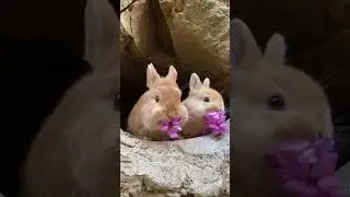 Little rabbit eating Sophora japonica flowers Cute pet rabbit Cute pet debut plan