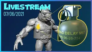 SubD Box Modeling a Hand Grenade in ZBrush! Livestream 07/06/2021