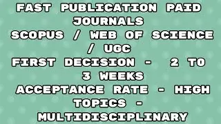 Fast Publication paid best journals scopus / web of science / ugc | Fast publication 2022 journals