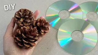 I make MANY and SELL them all! Genius Recycling Idea with Pine cone and old CD - Tips and trick