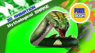 Blue Screen Mythological SNAKE Monster Dragoon - PixelBoom 3D Animations