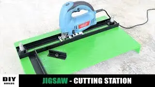 Homemade Jigsaw Cutting Station | Jigsaw Sliding Crosscut Jig | DIY Jigsaw Miter Jig