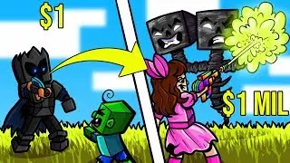 Minecraft: 1 DOLLAR RAY GUN VS 1,000,000 DOLLAR RAINBOW RAY GUN!!! Crafting Mini-Game