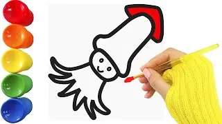 How to draw a squid 🎨 coloring a squid for kids
