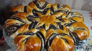 Праздничный пирог с маком-цветок    (Cake with poppy filling-flower)
