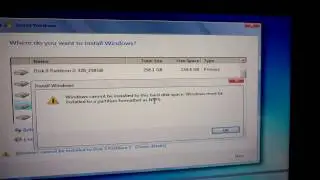 Windows must be installed to a partition formatted as NTFS (exFAT or FAT32 are not supported!)