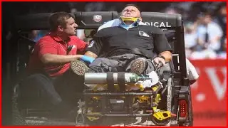 🔴MLB umpire Nick Mahrley carted off field after Giancarlo Stanton's broken bat hit him in the head👀