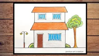 How to Draw a House with color/ House Drawing Easy Step By Step For Beginners