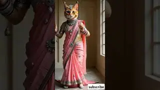 Graceful Cat Dance in Traditional Saree | 3D AI Animation #Shorts