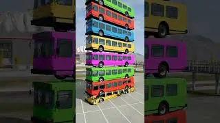 Mixed Rainbow Colour Cars & Buses Fall Crash #7 - BeamNG.Drive