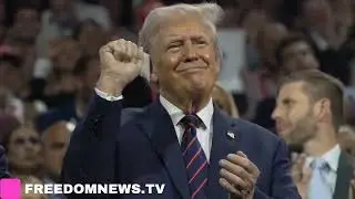 Trump Stands Up and Raises Fist as he listens to War Veteran