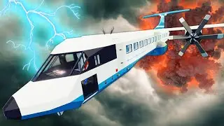 Jank Airlines Plane Crashes After Getting Stuck By Lightning in Stormworks!