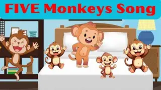 Five Little Monkeys Jumping On The Bed 1 hour Song |