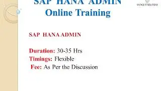 SAP HANA Administration Demo Video