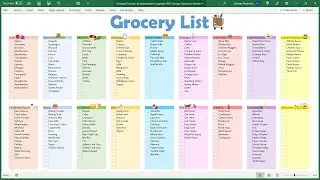 Grocery List Spreadsheet: Printable Food Shopping Planner