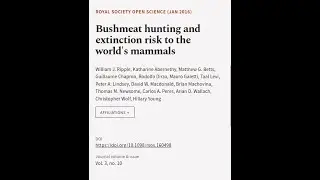 Bushmeat hunting and extinction risk to the worlds mammals | RTCL.TV