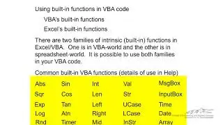 VBA Syntax and Built-In Functions