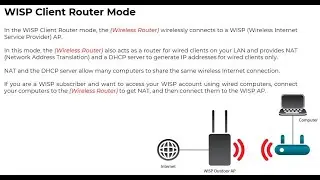 How to Configure Wireless Mode as  WISP Client Router & WISP Repeater