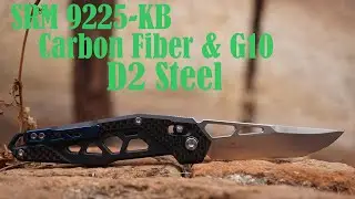 SRM 9225-KB Knife D2 Stainless Steel Handle G10 Carbon Fiber Coating unboxing and first cutting test