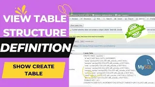 Get table definition in MySql | phpmyadmin - Show Create Table