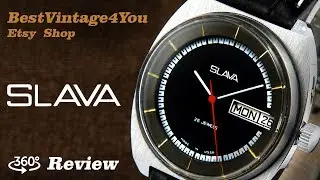 Hands-on video Review of Slava Soviet Mens Watch From 70s