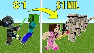 Minecraft: 1 DOLLAR LIGHTSABER VS 1,000,000 DOLLAR RAINBOW LIGHTSABER!!! Crafting Mini-Game