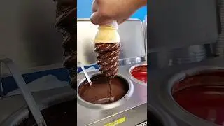 Ice Cream Chocolate Cone Dipping