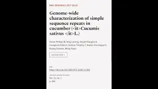 Genome-wide characterization of simple sequence repeats in cucumber (Cucumis sativus ... | RTCL.TV