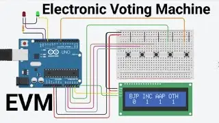 Electronic Voting Machine Using Arduino UNO at Tinkercad   With I2C | EVM Circuit | Arduino Project