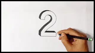 Drawing a 3D Number 2 Tutorial//how to draw 3d number 2 #2 #drawing  #tutorial #art #3d #2024