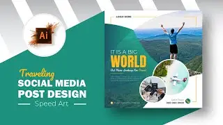 Travel social media post design || Travel Poster Design in illustrator || Instagram post design