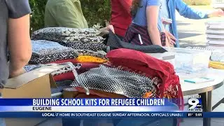 Building school supply kits for refugee children