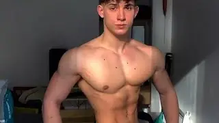 Young Guy flexing muscles