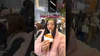 What I ate at MYEONGDONG NIGHT MARKET, SEOUL SOUTH KOREA 🔥🥩🇰🇷 