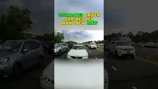 Distracted bmw rear ends driver #driving #dashcam #ytshorts #youtubershorts #car #safety #automobile