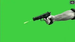 Gun fire green screen Effect with sound effects HD Footage | Chroma key Gun shooting No copyright