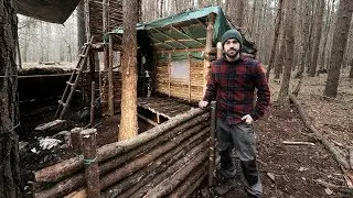 Bushcraft Camp: Full Super Shelter Build from Start to Finish.