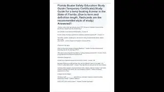 Florida Boater Safety Education Study Guide Temporary Certificate Study Guide for a temp boating lic