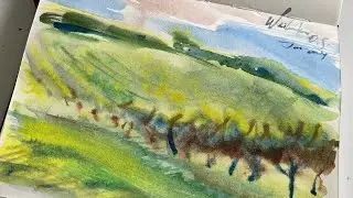 🍇 Рисую акварелью виноградники Новой Зеландии