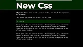 Html, css, New Css Framework.