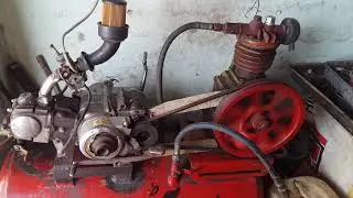 How to Run Air Compressor Using Bike Engine | Motorcycle Engine Set Up On Air Compressor Tanki 2020