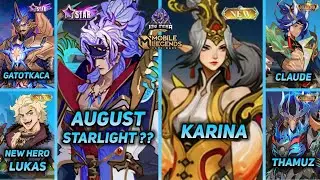 MARTIS SKIN STARLIGHT AUGUST / AGUSTUS, KARINA NEW SKIN, GROCK LIMITED SKIN- MLBB UPCOMING SKIN 2024