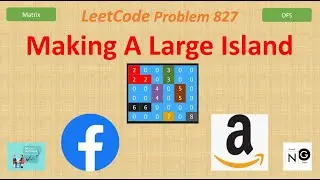 Making A Large Island | Leetcode 827 | Matrix Graph DFS Hard | Facebook Apple