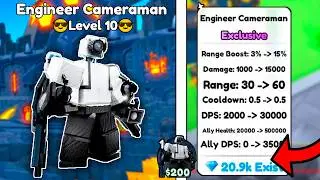 HUGE LUCK 😱 I GOT NEW UPGRADED ENGINEER CAMERAMAN 😎 - Roblox Toilet Tower Defense