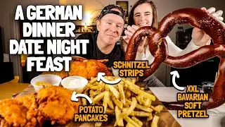 Chicago Date Night But At Home: Prost! German Beer Hall | *GIANT SOFT PRETZEL & SCHNITZEL* 🥨