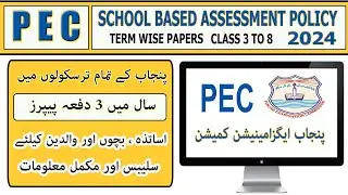 PEC School Based Assessment Term Wise Examinations 2024 Class 3 To 8 Detail By Hidden Words