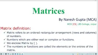 Matrices | Overview of Matrix | Introduction to Matrix