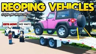 Using my TRAILER to REPO cars in Roblox American Plains Mudding!