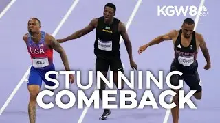 Quincy Hall wins mens 400-meter final with incredible come-from-behind finish